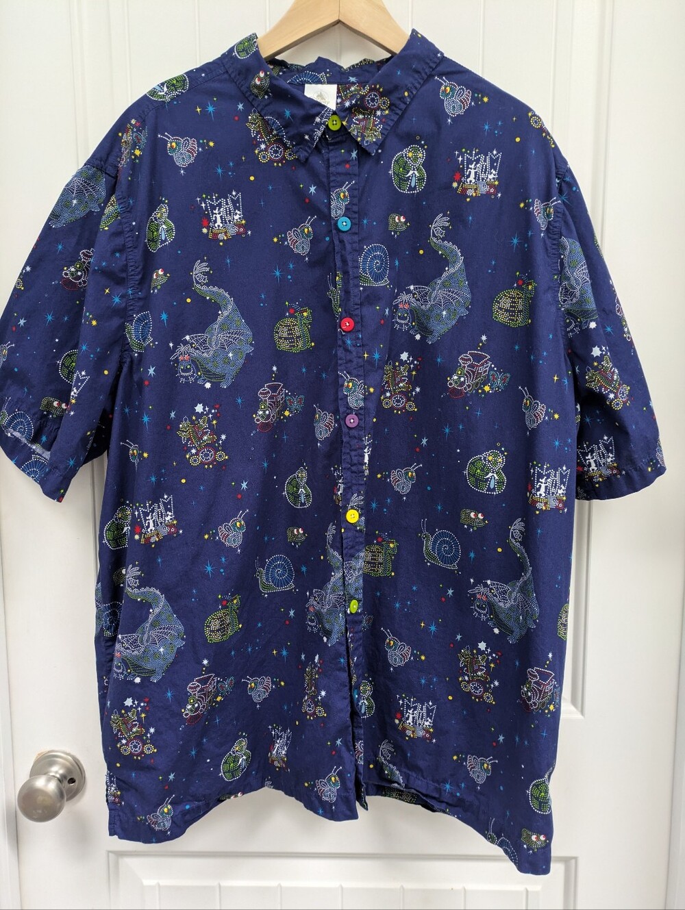 Disney Main Street Electrical Parade Men's Navy Shirt with Colorful Buttons - Picture 2 of 8